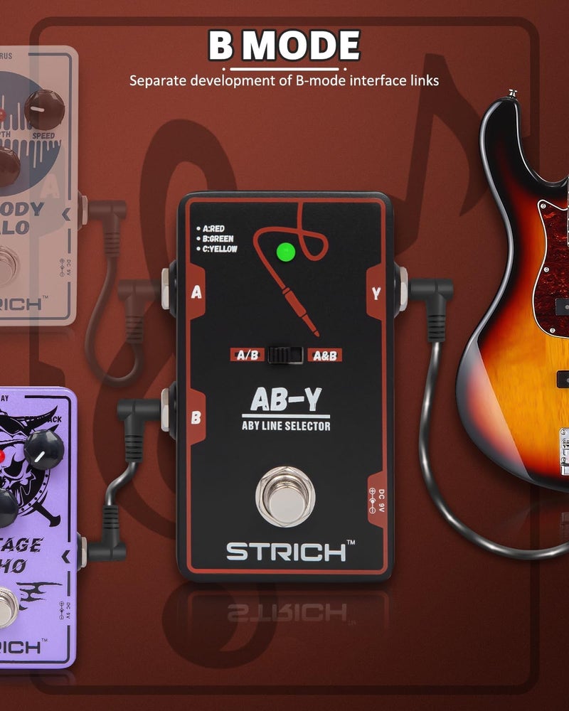 STRICH Dual Channel ABY Guitar Pedal, Electric Guitar Box Line Selector, Versatile AB Switch, True Bypass for Electric Guitar, Red and Black - Image 3